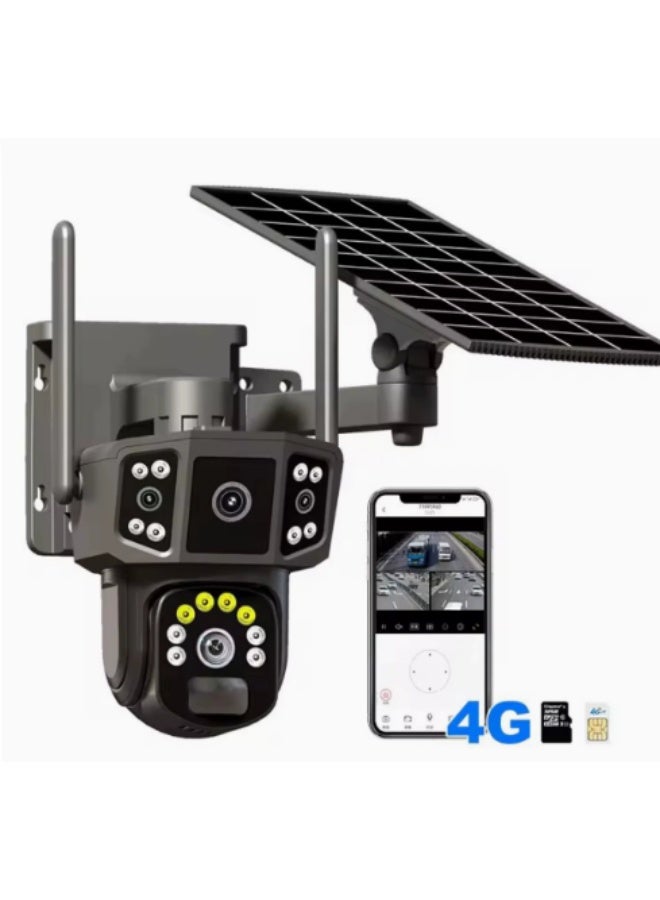 كاميرا خارجية IP مزدوجة العدسة 6K 12MP مع واي فاي شمسية وكشف PIR ومقاومة للماء للأمان